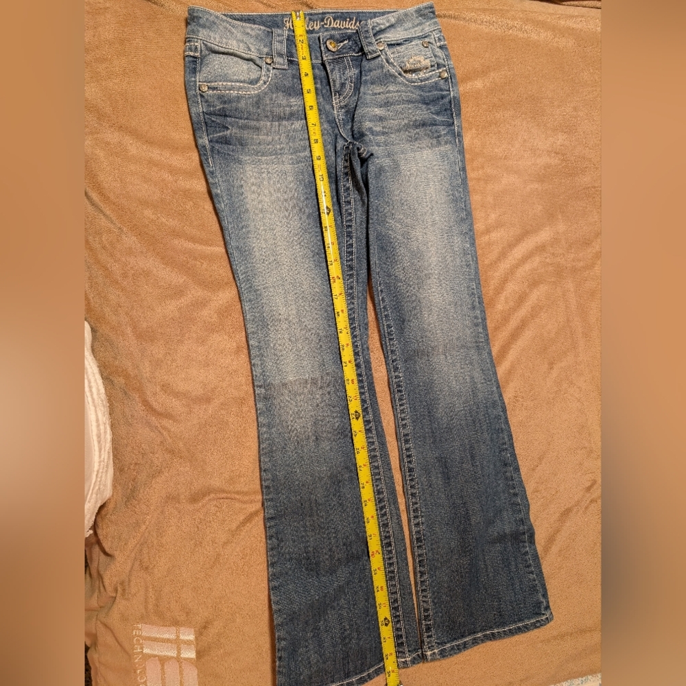 Authentic Harley-Davidson® Stylish Blue Jeans with Embellished Rhinestone Size 4 - Picture 11 of 16